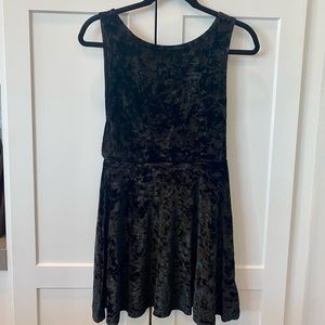 Topshop Low Back Black Velvet Mini Dress